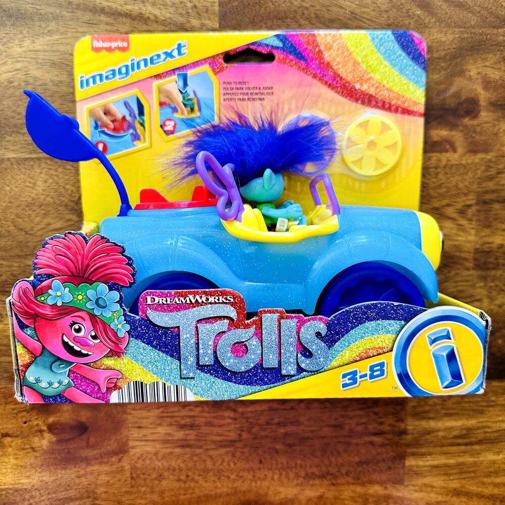 Fisher Price Imaginext Trolls Branchs Buggy Launches Flower Projectiles